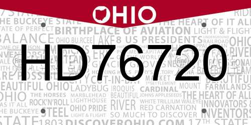 HD76720 Ohio License Plate