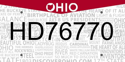 HD76770 Ohio License Plate
