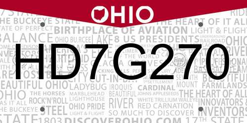 HD7G270 Ohio License Plate