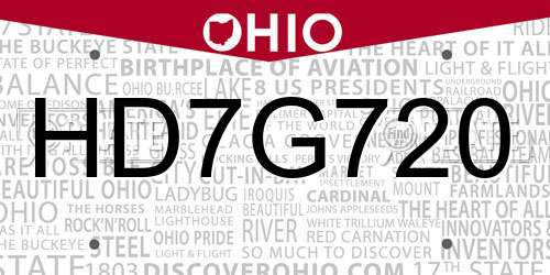 HD7G720 Ohio License Plate