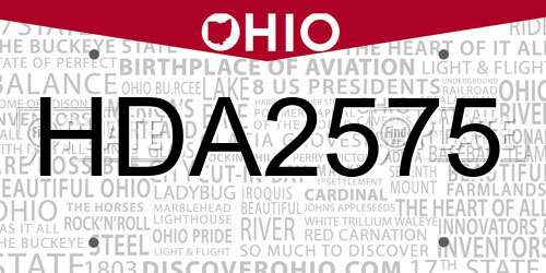 HDA2575 Ohio License Plate