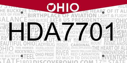 HDA7701 Ohio License Plate