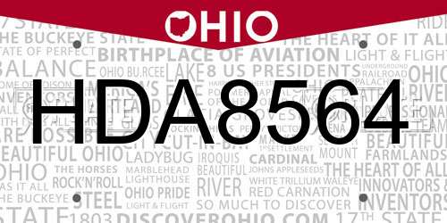 HDA8564 Ohio License Plate