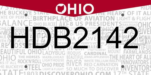 HDB2142 Ohio License Plate