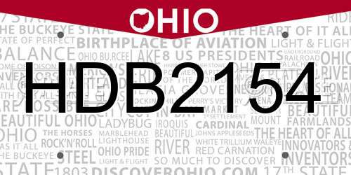 HDB2154 Ohio License Plate