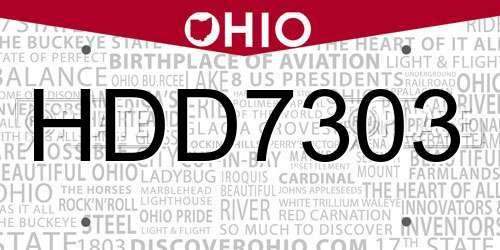 HDD7303 Ohio License Plate