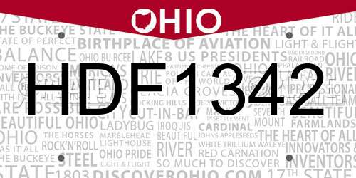 HDF1342 Ohio License Plate