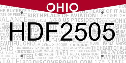 HDF2505 Ohio License Plate