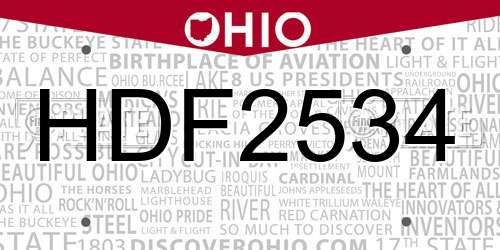 HDF2534 Ohio License Plate