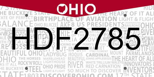 HDF2785 Ohio License Plate