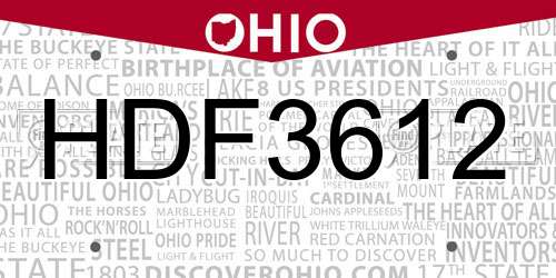 HDF3612 Ohio License Plate