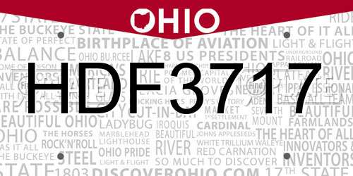 HDF3717 Ohio License Plate