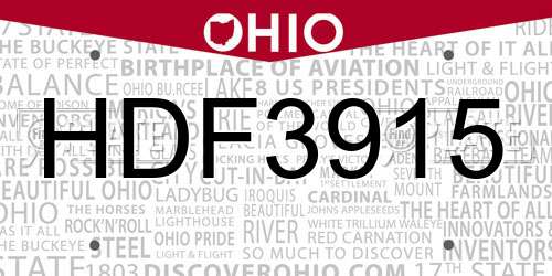 HDF3915 Ohio License Plate