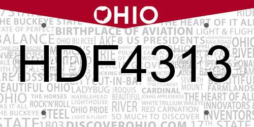 HDF4313 Ohio License Plate