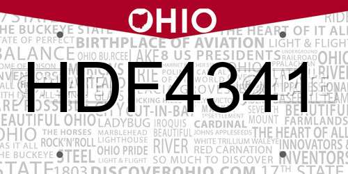 HDF4341 Ohio License Plate