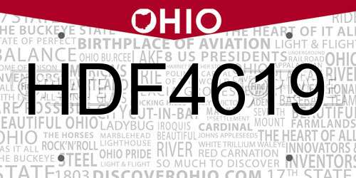 HDF4619 Ohio License Plate