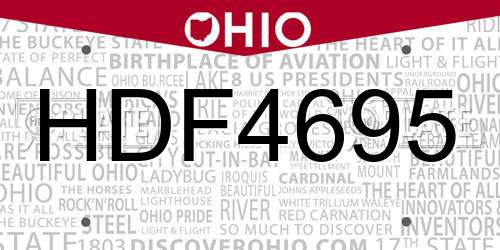 HDF4695 Ohio License Plate