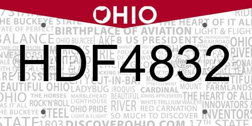 HDF4832 Ohio License Plate
