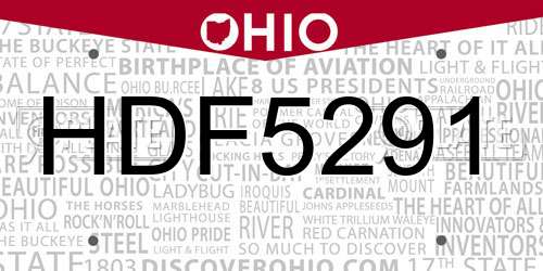 HDF5291 Ohio License Plate