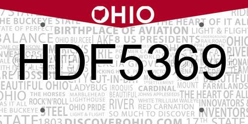 HDF5369 Ohio License Plate
