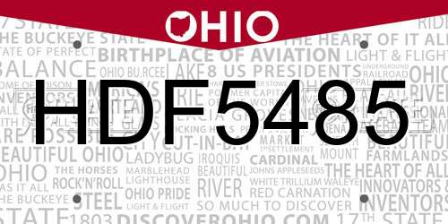 HDF5485 Ohio License Plate