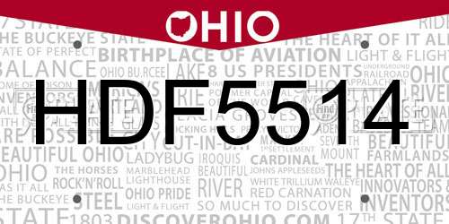 HDF5514 Ohio License Plate