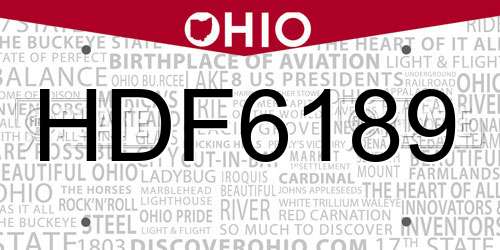 HDF6189 Ohio License Plate