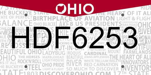 HDF6253 Ohio License Plate