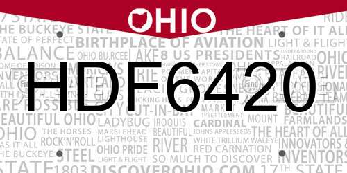 HDF6420 Ohio License Plate