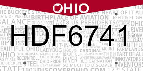 HDF6741 Ohio License Plate