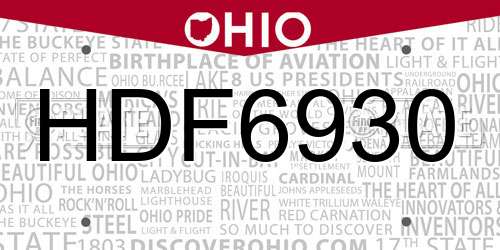HDF6930 Ohio License Plate