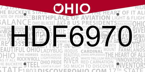 HDF6970 Ohio License Plate