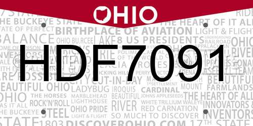 HDF7091 Ohio License Plate