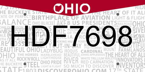 HDF7698 Ohio License Plate