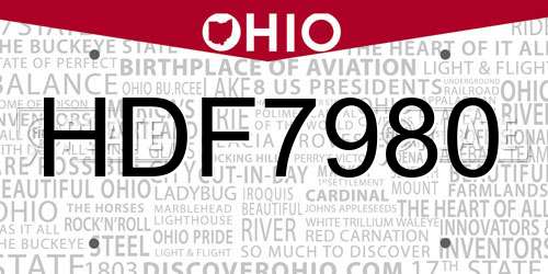HDF7980 Ohio License Plate