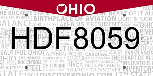 HDF8059 Ohio License Plate