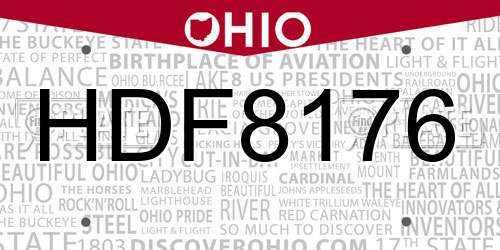 HDF8176 Ohio License Plate