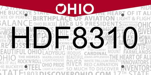 HDF8310 Ohio License Plate