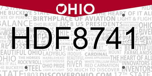 HDF8741 Ohio License Plate