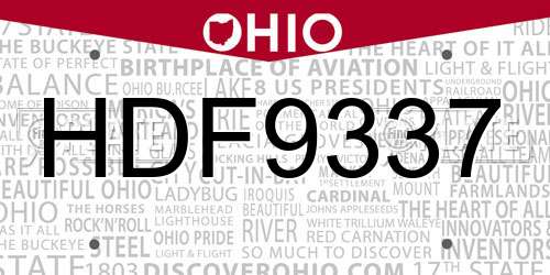 HDF9337 Ohio License Plate