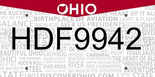 HDF9942 Ohio License Plate