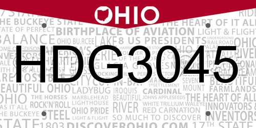 HDG3045 Ohio License Plate