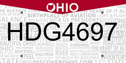 HDG4697 Ohio License Plate