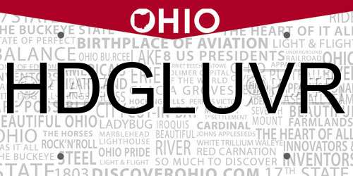 HDGLUVR Ohio License Plate
