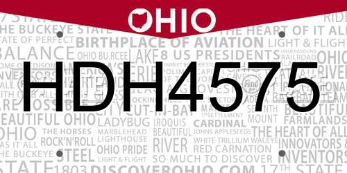 HDH4575 Ohio License Plate