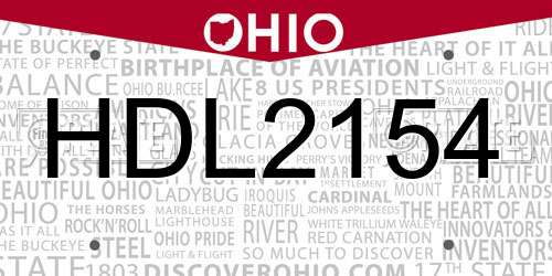 HDL2154 Ohio License Plate