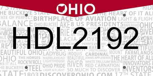 HDL2192 Ohio License Plate
