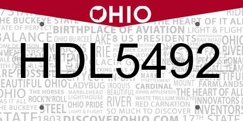 HDL5492 Ohio License Plate