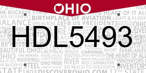 HDL5493 Ohio License Plate