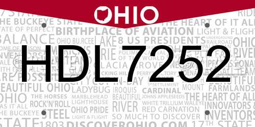HDL7252 Ohio License Plate